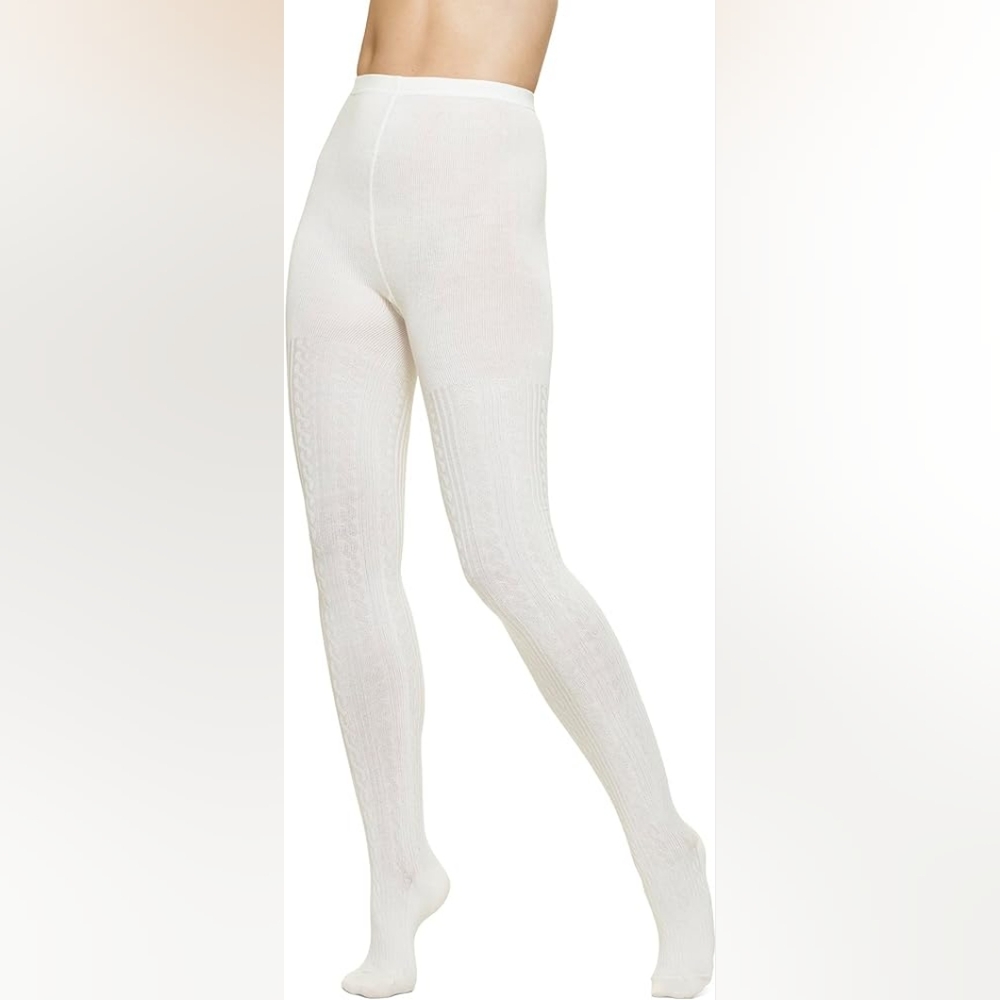 HUE Cable Sweater Tights - Ivory